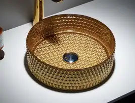 Раковина накладная CeramaLux 360х360х112 GL05, цвет Золото