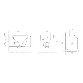 Унитаз подвесной AVS Пирамида 801-0037-P-T1-GW безободковый, со смывом Торнадо, белый
