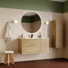 Тумба с раковиной IDDIS Bild 100, подвесная, Дуб светлый, BIL10V0i95K