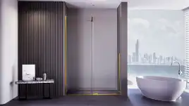 Душевая дверь Veconi Premium Trento PTDW-50G 110 см, PTDW-50G-110-01-C4, профиль Брашированное золото, стекло Прозрачное