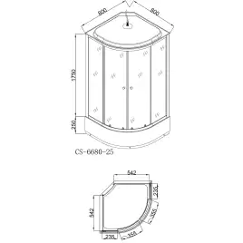 Душевая кабина Loranto 80х80 средний поддон, матовое стекло, профиль Хром, CS-6680-25 F