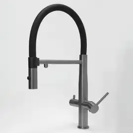 Смеситель для кухни с гибким изливом AVS PureRiver оружейная сталь, 811-170-GM