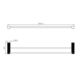 Полотенцедержатель AVS Seeme, 60 см, оружейная сталь, двойной