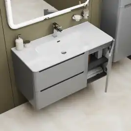 Тумба с раковиной IDDIS Edifice 100, подвесная, Светло-серый, EDI10L0i95K