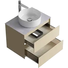 Тумба с раковиной подвесная Aqwella Geometria 65 GE01652MD+STG662X476GS, со столешницей серый камень, цвет морская дюна