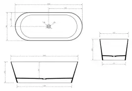 Ванна  Abber Stein 165х70 AS9622 из искусственного камня, Белая матовая