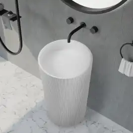 Раковина напольная ABBER STEIN 50х50х85 AS2501-H, круглая, белая матовая