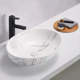 Раковина AVS Саманта 51x40 белый мрамор матовая с донным клапаном