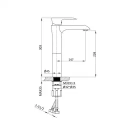 Смеситель для накладной раковины Vincea Esse VBF-1E2CH однорычажный, хром
