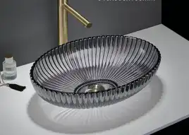 Раковина накладная CeramaLux 510х350х150 GL49A, цвет Прозрачный