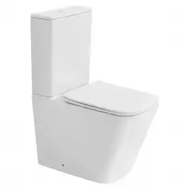 Унитаз-компакт ABBER Rechteck AC1210TMW белый матовый, безободковый, с бачком и сиденьем икролифт, смыв торнадо