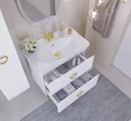 Тумба под раковину Grossman Атрио 85 напольная, белая глянцевая (108016)