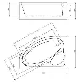 Акриловая ванна Gemy G9009 B L 150х100 с гидромассажем, левая