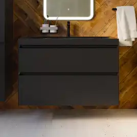 Тумба с раковиной AVS Гармония 100 черная матовая, N821-07-1000BM-02-1010BM