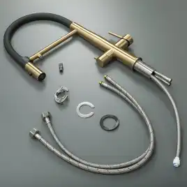 Смеситель для кухни с гибким изливом AVS PureRiver брашированное золото, 811-170-BG