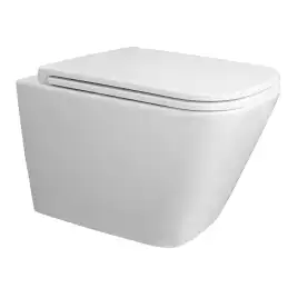 Подвесной унитаз Azario Teramo AZ-0052-UQ3 безободковый, смыв Торнадо, в комплекте с сидением микролифт, Белый глянцевый