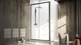 Душевой уголок Veconi Rovigo RV-072B 150х100х190, профиль Черный, стекло прозрачное (RV072B-150100-01-C4)