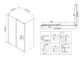 Душевой уголок Vincea City 120х90 VSR-5CT9012MT, профиль хром, стекло Рифленное