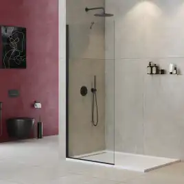 Душевая перегородка универсальная LIBERTA-L-1-TB-90-C-NERO стекло Прозрачное, профиль Черный