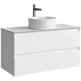 Тумба с раковиной подвесная Aqwella Geometria 100 GE01102WM+STG1014X456MW, со столешницей мрамор белый, цвет белый