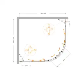 Душевой уголок CEZARES MOLVENO-RH-22-120/110-P-Cr рифленное стекло, профиль Хром