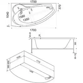 Акриловая ванна Bas Николь 170х100 R без гидромассажа