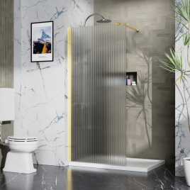 Душевая перегородка Azario Walk-in 100 AZ-251-100-BGL-CRF стекло 8 мм рифленое, профиль Золото матовое