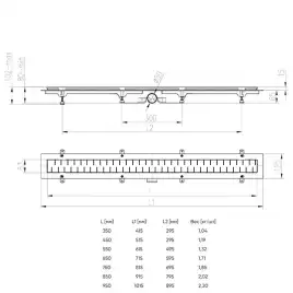 Душевой лоток Azario Medium 85 см AZ-CH 850/50 MC с перфорированной решеткой, Черный матовый