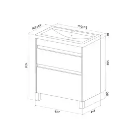 Тумба с раковиной IDDIS Zodiac X 70, напольная, Белая, ZDX70WFi95K