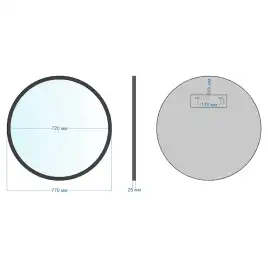 Зеркало AVS Мид 77 см рама пластик, черное