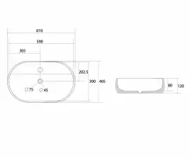 Раковина накладная ABBER BEQUEM 61х40,5х12 AC2113, овальная, белая
