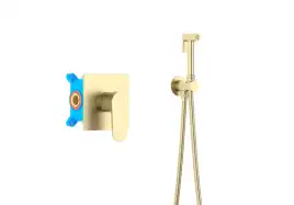 Смеситель с гигиеническим душем Aquatek Оберон AQ1219BG, Золото матовое