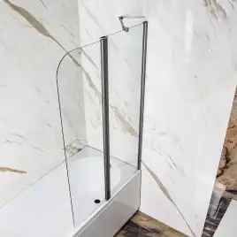 Шторка на ванну AVS Асти Дуо 100 см правая профиль оружейная сталь, прозрачное стекло, 803-0016-150-5545R-WS-T