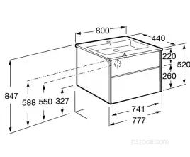 Тумбы под раковину Roca Ronda 80 ZRU9302965 подвесная, цвет, Белый глянец / Антрацит