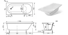 Ванна из искусственного мрамора Aquanet Lotos Stone 170x70 AQ-00348172