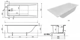 Ванна из искусственного камня Aquanet Bright Stone Slim170x70 AQ-00351315