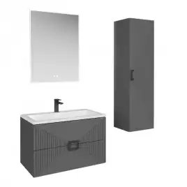 Шкаф-пенал для ванной Grossman Луксор 35 подвесной, графит матовый (303549)