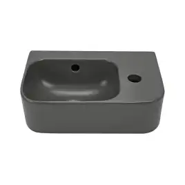 Рукомойник AVS Грэйс 37x25 L, темно-серый матовый с донным клапаном