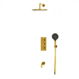 Душевая система для ванны WHITECROSS Y brushed gold YSET11TOPGLB, термостатическая, скрытого монтажа, Золото брашированное