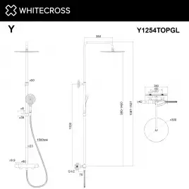 Душевая система для душа WHITECROSS Y gold Y1254TOPGL, термостатическая, Золото глянцевое