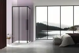 Душевой уголок Vincea Slim-N 100х90 VSS-4SN9010CLB, дверь раздвижная, профиль черный, стекло прозрачное