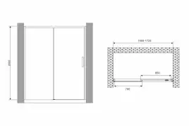 Душевая дверь Abber Komfort 170 см, AG93170, профиль Хром, стекло Прозрачное