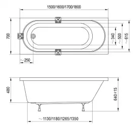 Акриловая ванна Ravak Sonata II 180х70 C636R00000 прямоугольная, Белая