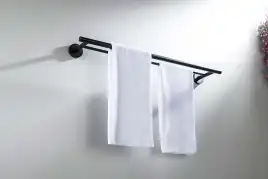 Держатель полотенец 600 мм Aquatek Оберон AQ4230MB двойной, Черный матовый