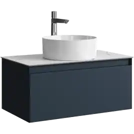 Тумба с раковиной подвесная Aqwella Geometria 80 GE01081GRM+STG814X476MW, со столешницей мрамор белый, цвет серый