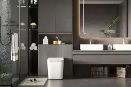 Приставной унитаз ABBER Rechteck AC1212P, белый с импульсным смывом, с сиденьем микролифт