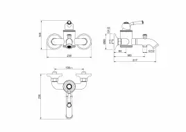 Смеситель для ванны Aquatek Классик AQ1540PG, однорычажный, с коротким изливом, Полированное золото
