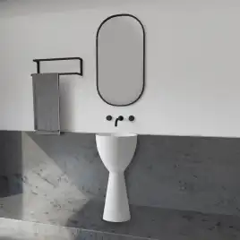 Раковина напольная ABBER STEIN 45х45х90 AS2507, круглая, белая матовая