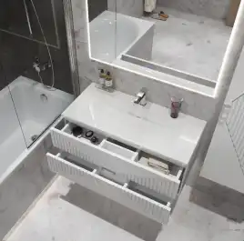 Тумба под раковину Grossman Луксор 100 подвесная, белая матовая (1010058)