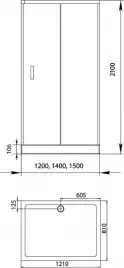 Душевой уголок Aquanet Alfa NAA1131 120x80, прозрачное стекло